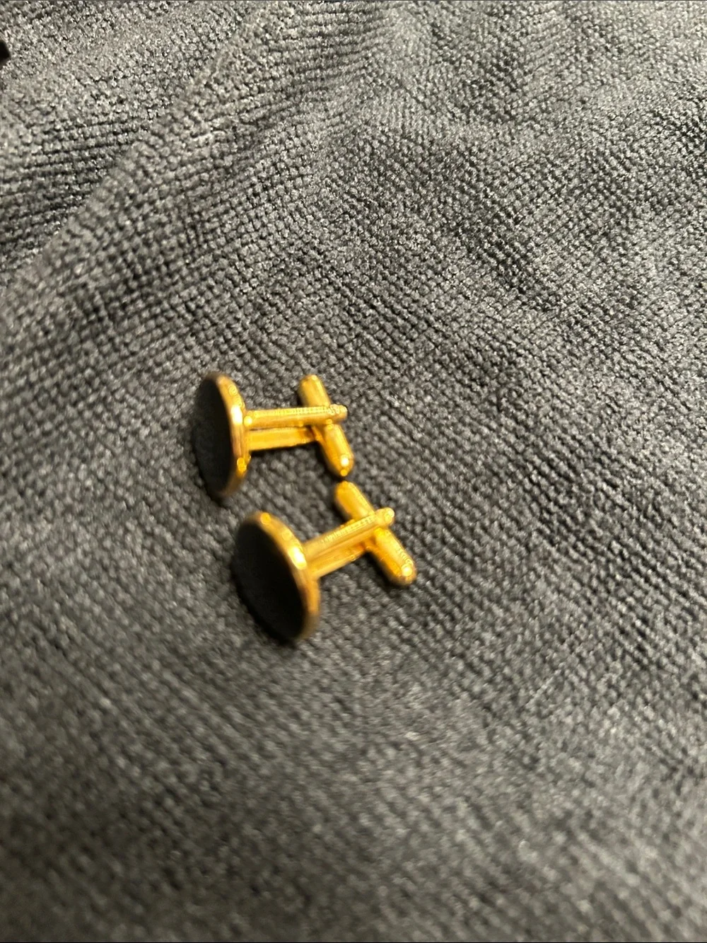 Classic Black and Gold Round Cuff Links